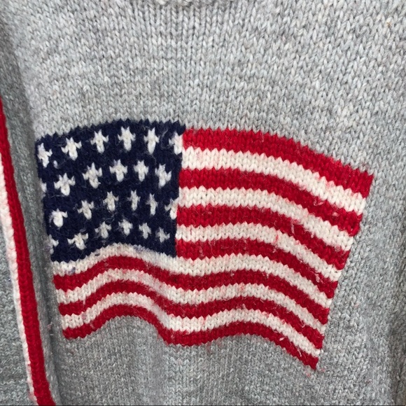 Vintage C.C.H. Imports American Flag Wool Sweater - Picture 2 of 4